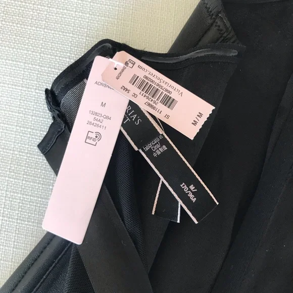 Victoria’s Secret Black Love Letters Faux Leather Teddy Bodysuit, NWT, Lace Up - Picture 13 of 16